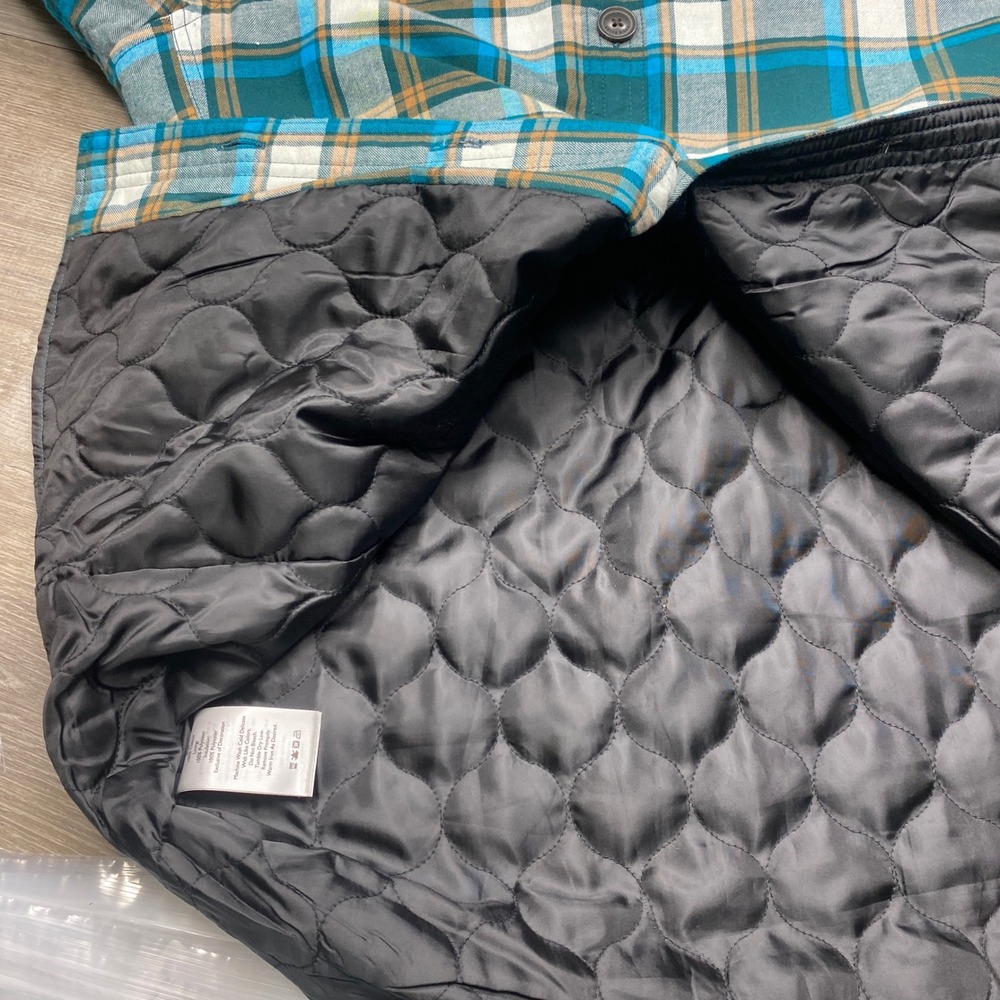 Eddie Bauer Shirt Jacket Womens M Teal Plaid Quilted Lined Flannel Outdoor - Picture 8 of 10